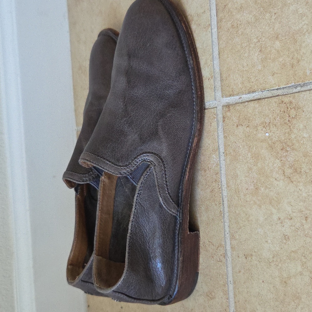 TRASK Ali Flat Gray Leather Loafers Italian Washed Sheepskin Sz 8 Minimalist - Picture 7 of 15